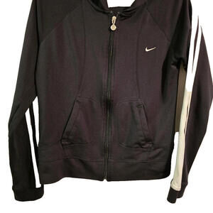 Nike Jacket‎ Women Medium M (8-10) Black  Hooded Therma-Fit Zipper Sleeve 51-4